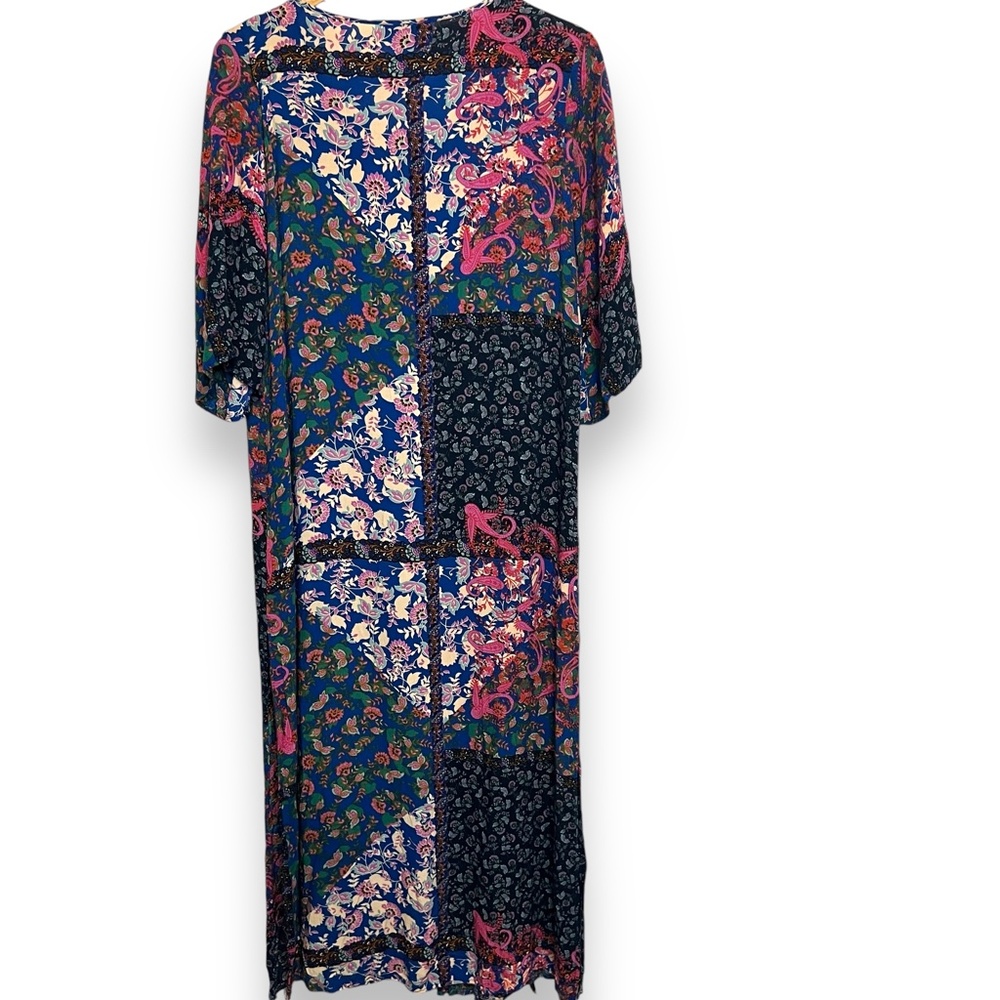 Hayden Los Angeles Colorful Floral Long Boho Duster Bell Sleeve Patchwork Small - Picture 6 of 10